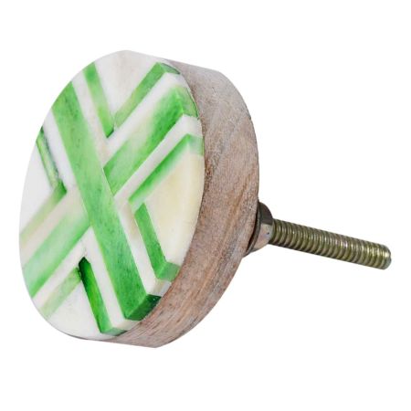 Pea Green Round Bone Horn Cabinet Wooden Knob